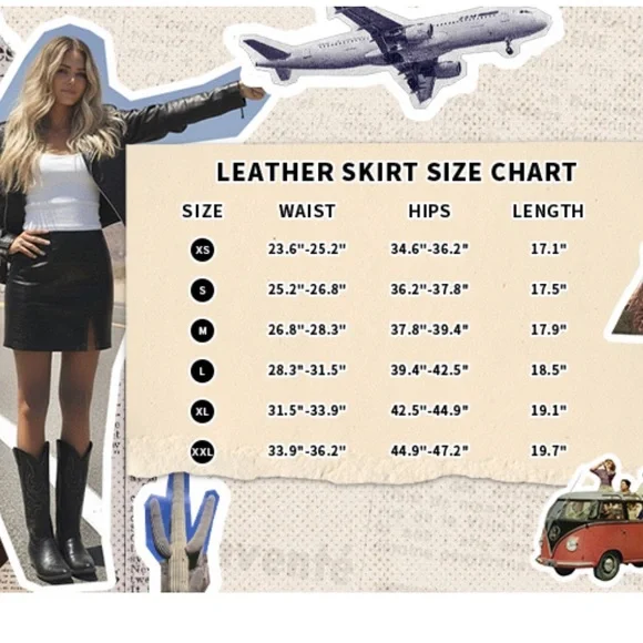 High Waist Bodycon Mini Short Faux Leather Skirt with Slit - Picture 6 of 12